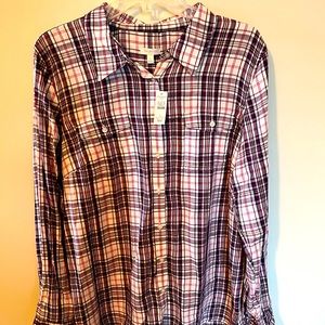 EUC Talbots size Large Plaid button down top